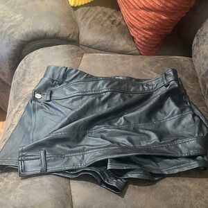 Black Faux Leather Women Shorts